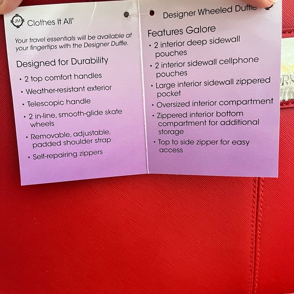 Joy Mangano Vibrant Red Travel Bag Set - Picture 5 of 6